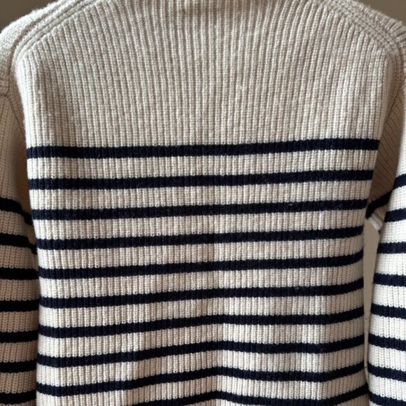Rails Claudia Stripe Sweater Medium Mock Neck Ribbed Pullover knit Cream Navy - Picture 10 of 13